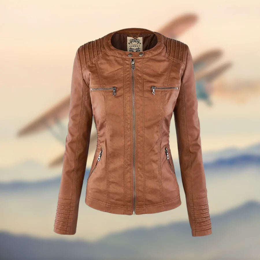 Isabella Stylish and versatile hooded leather jacket