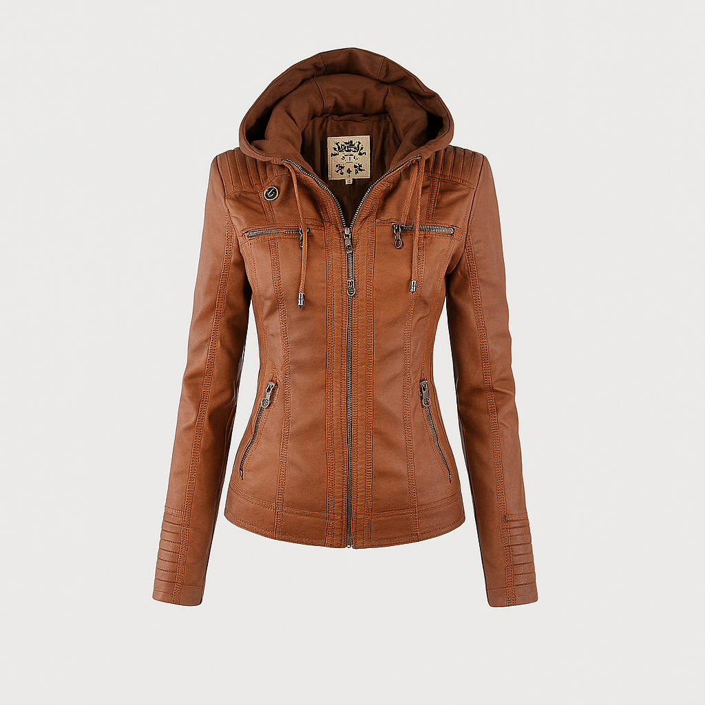 Isabella Stylish and versatile hooded leather jacket