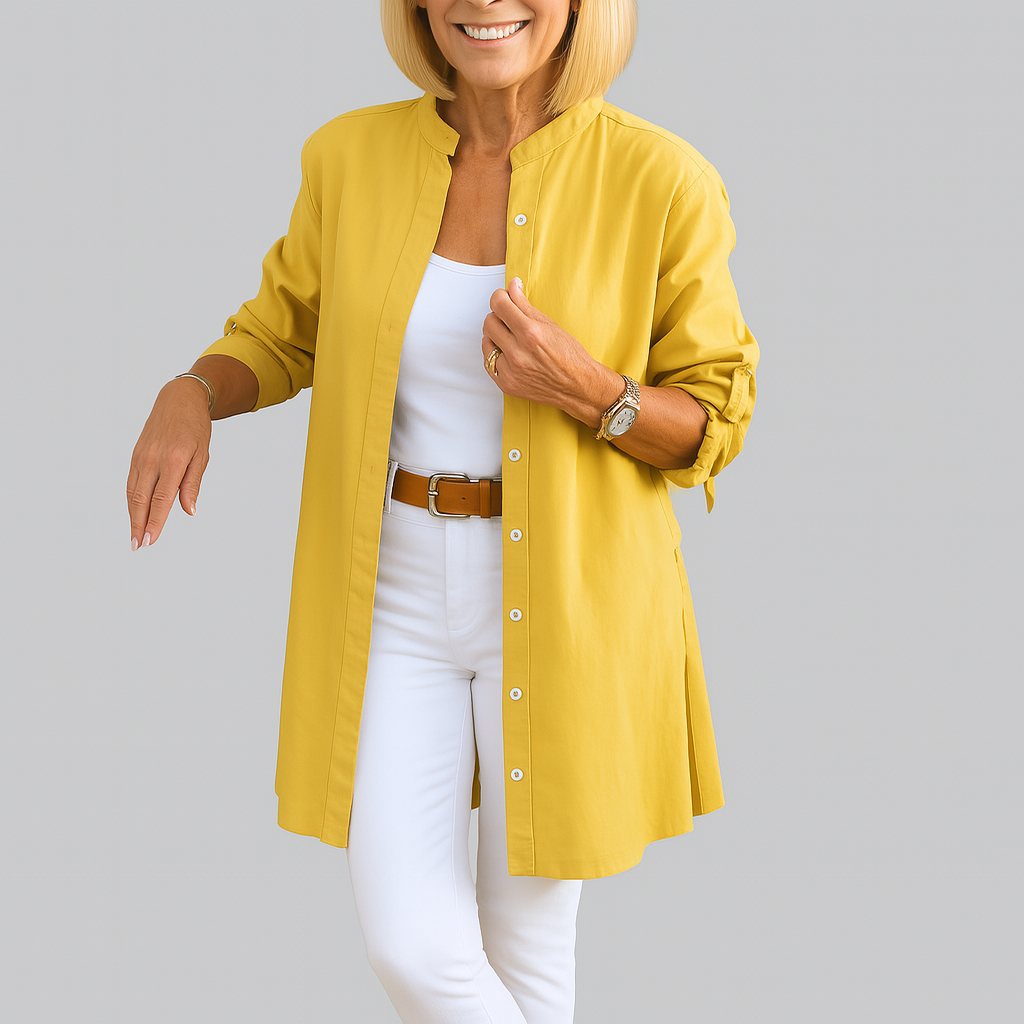 Louise | Plain shirt blouse with bow sleeves