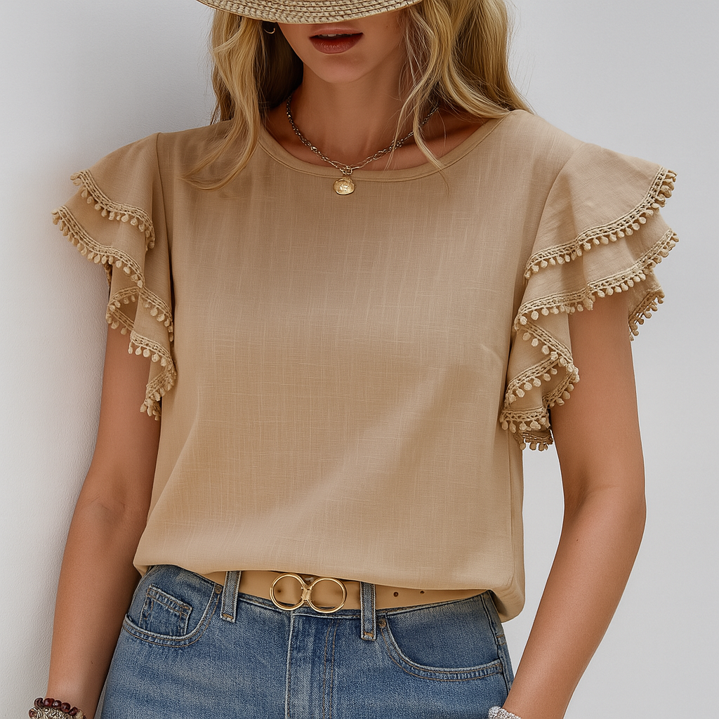 Isabella™ Frill Sleeve Textured Blouse
