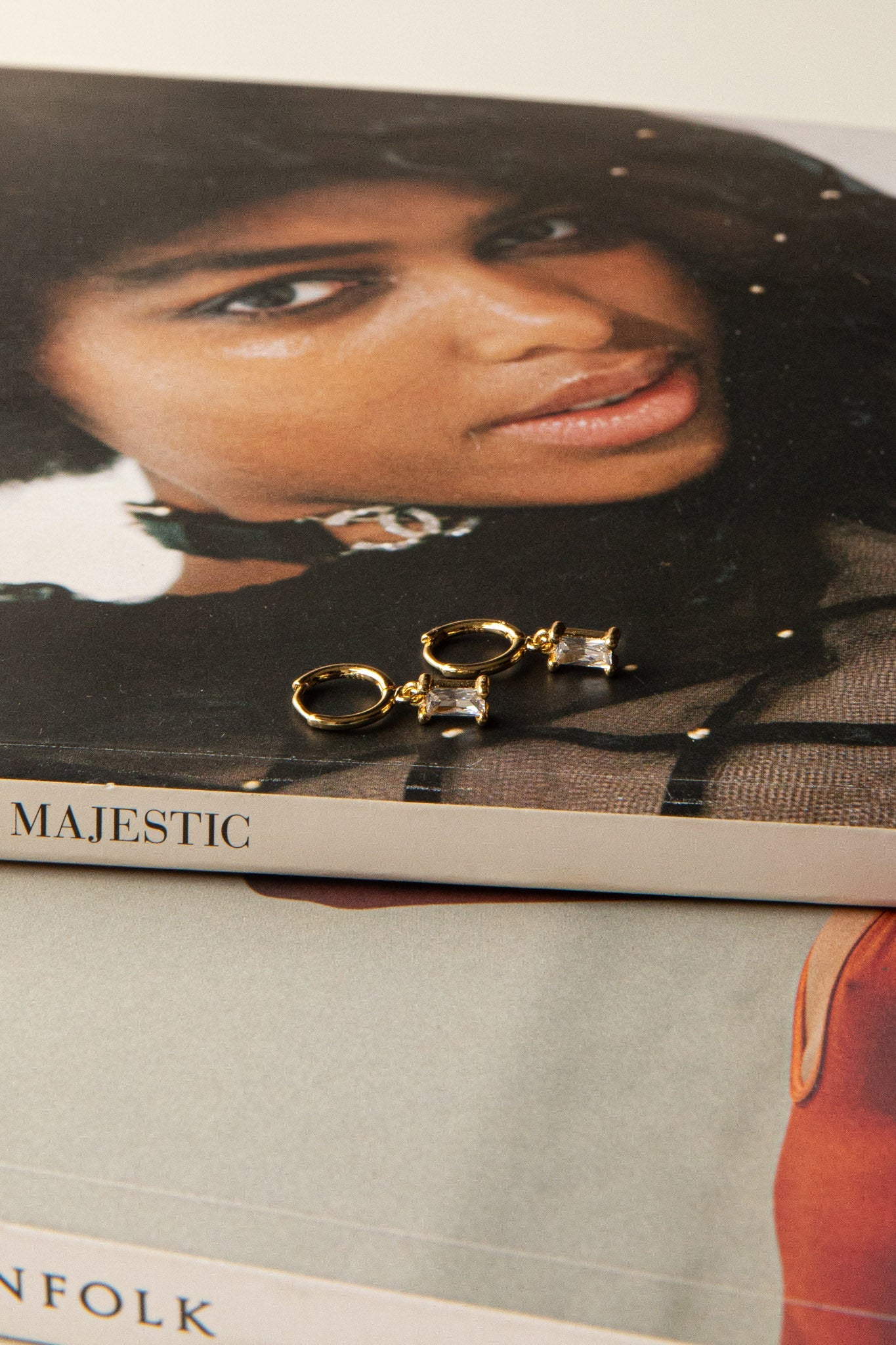 April Diamante Drop Hoop Earrings Clear