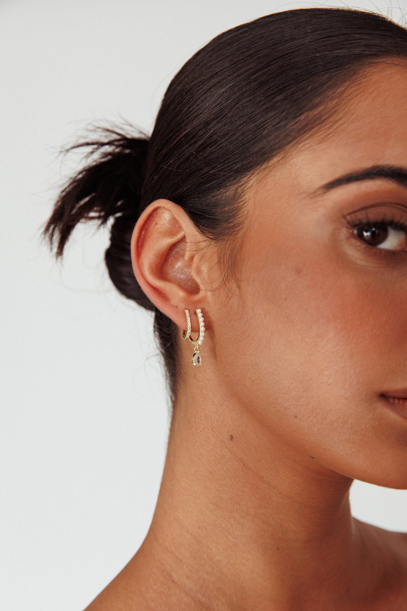 Dawn Double Pierce Illusion Earrings Gold