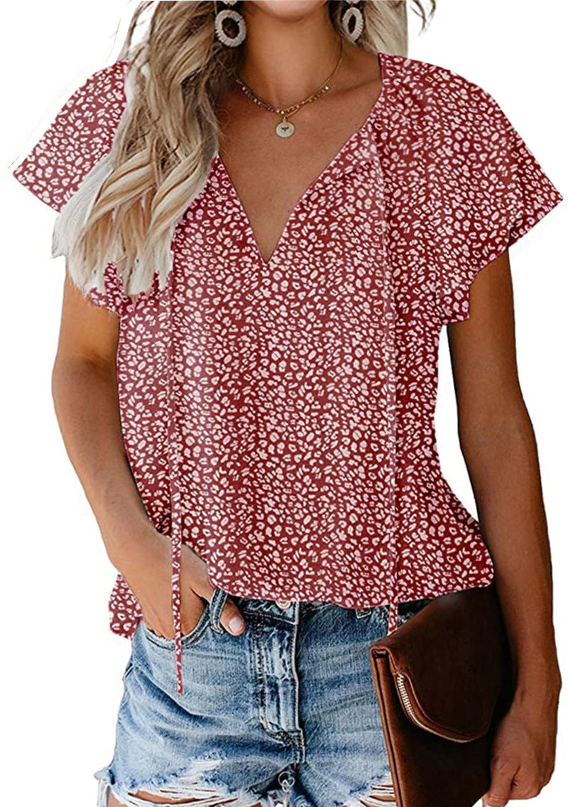 Isabella™ – Printed V-Neck Flutter Top
