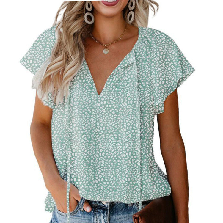 Isabella™ – Printed V-Neck Flutter Top