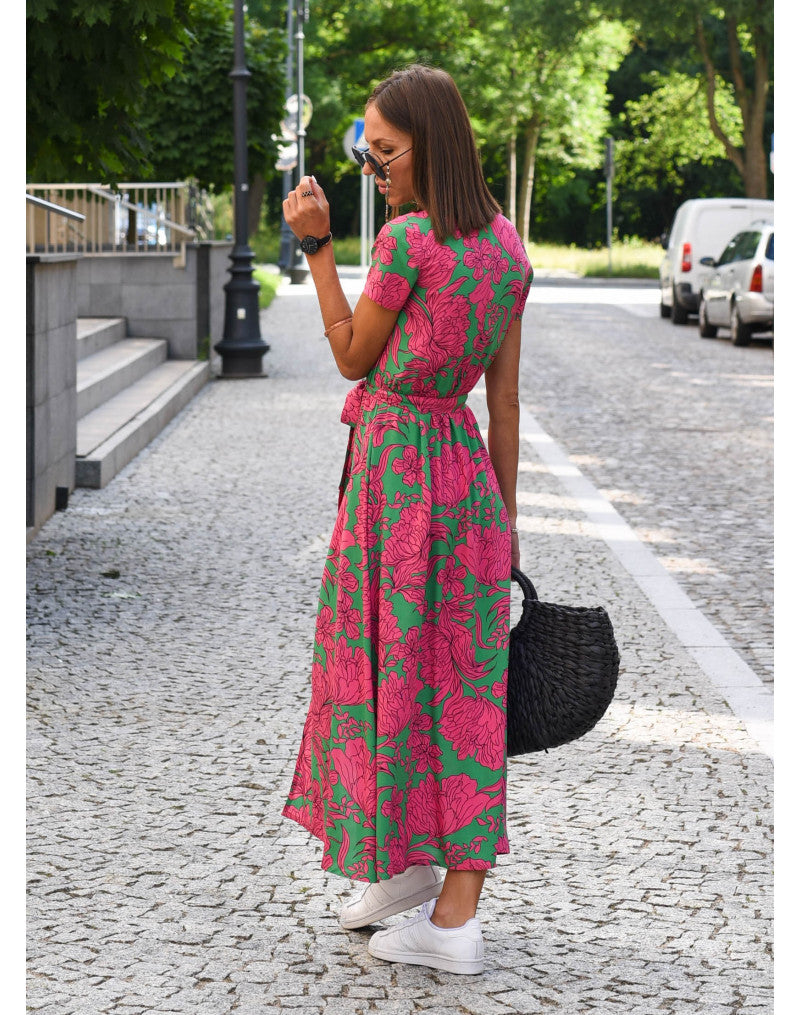 Lina – Floral Wrap Midi Dress