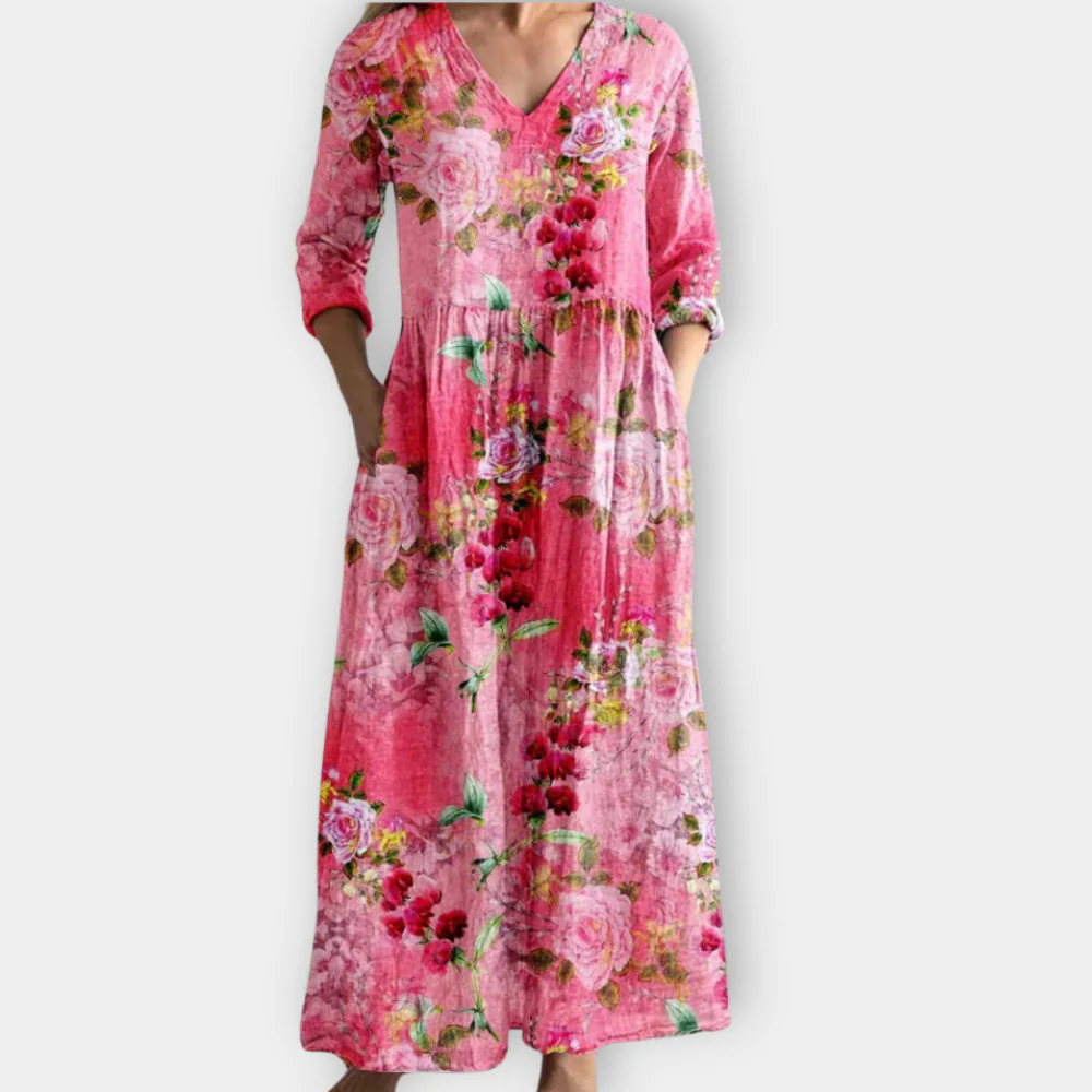 Isabella™ Floral V-Neck Maxi Dress