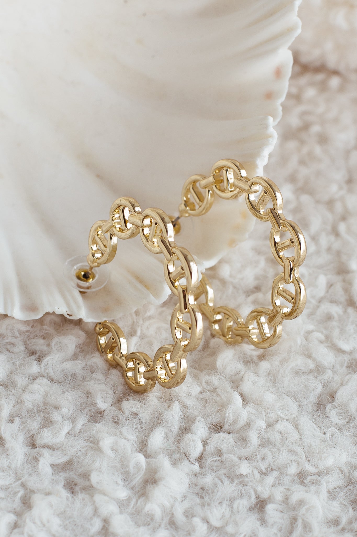 Haven Anchor Link Hoop Earrings Gold