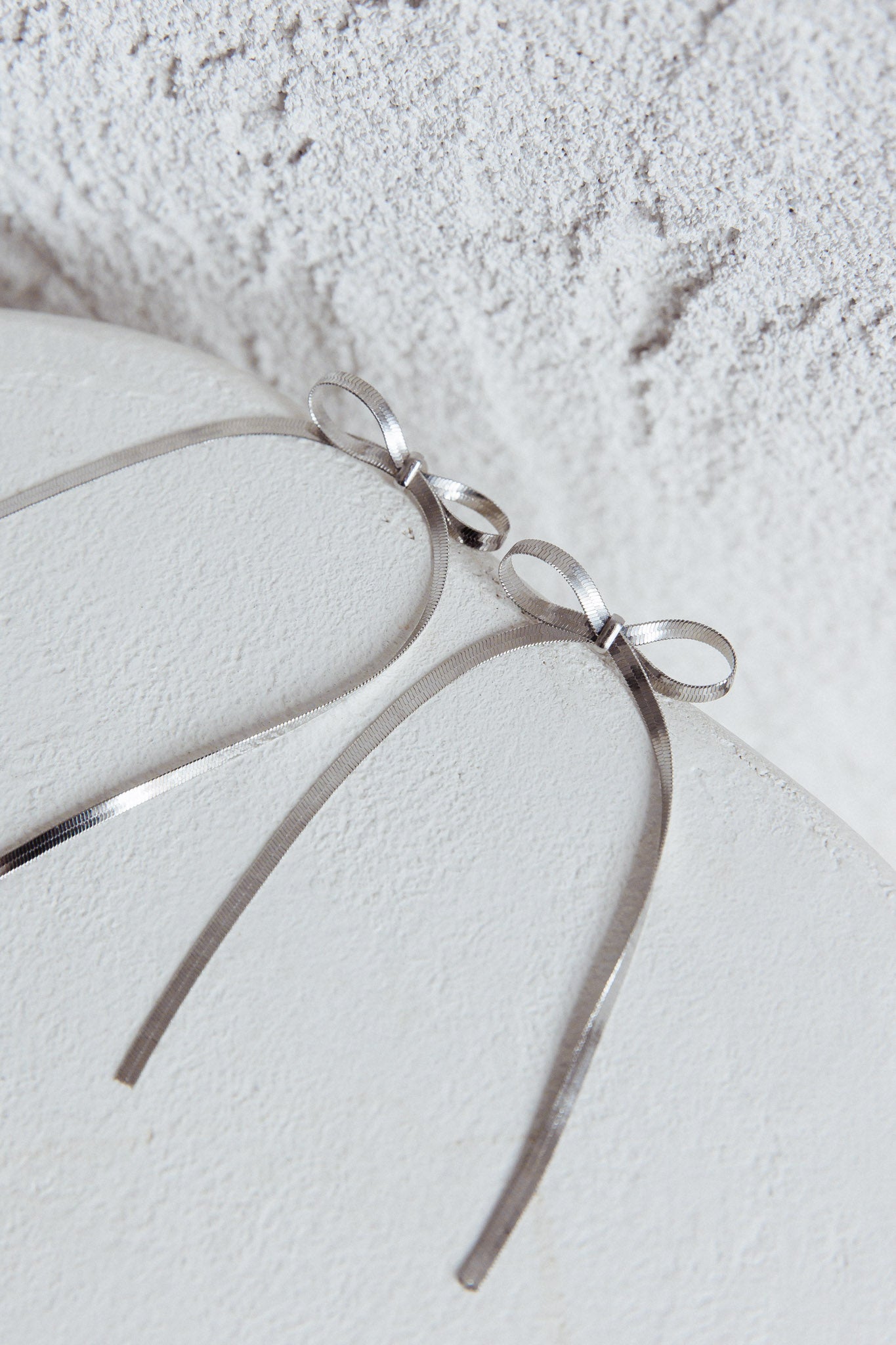 Macy Herringbone Bow Earrings Silver