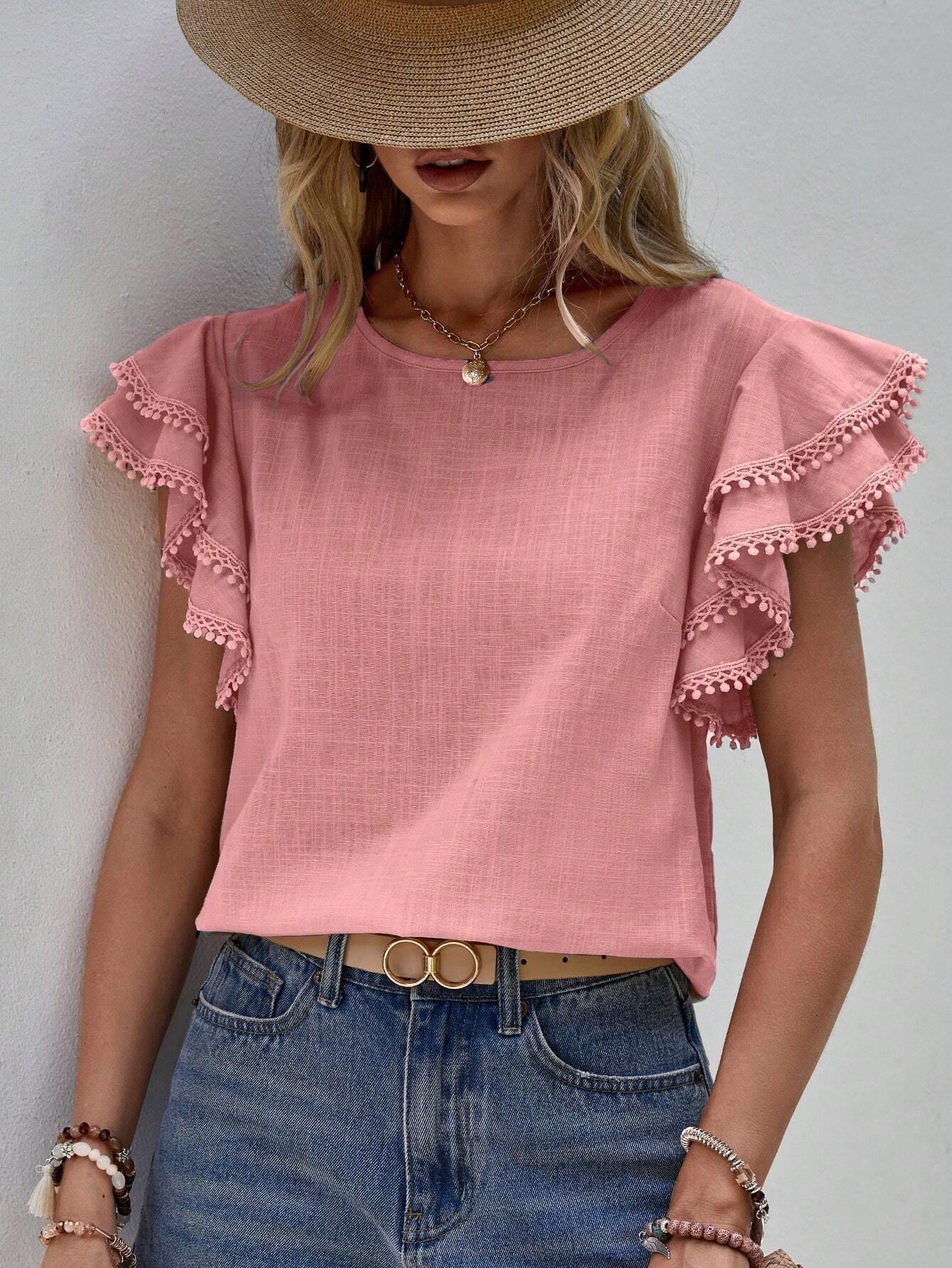 Isabella™ Frill Sleeve Textured Blouse