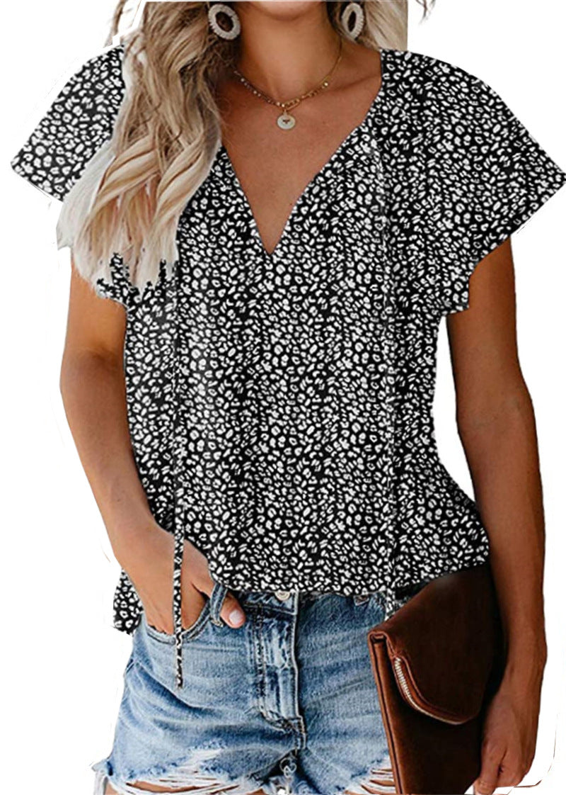 Isabella™ – Printed V-Neck Flutter Top