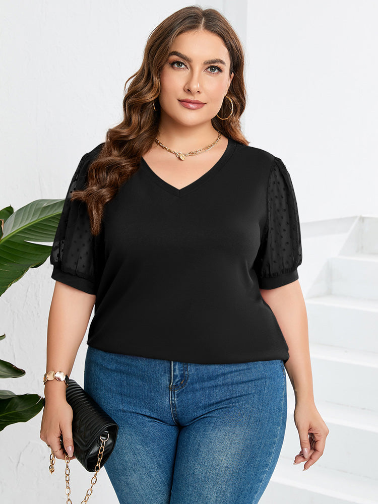 Isabella™ – Sheer Sleeve V-Neck Top