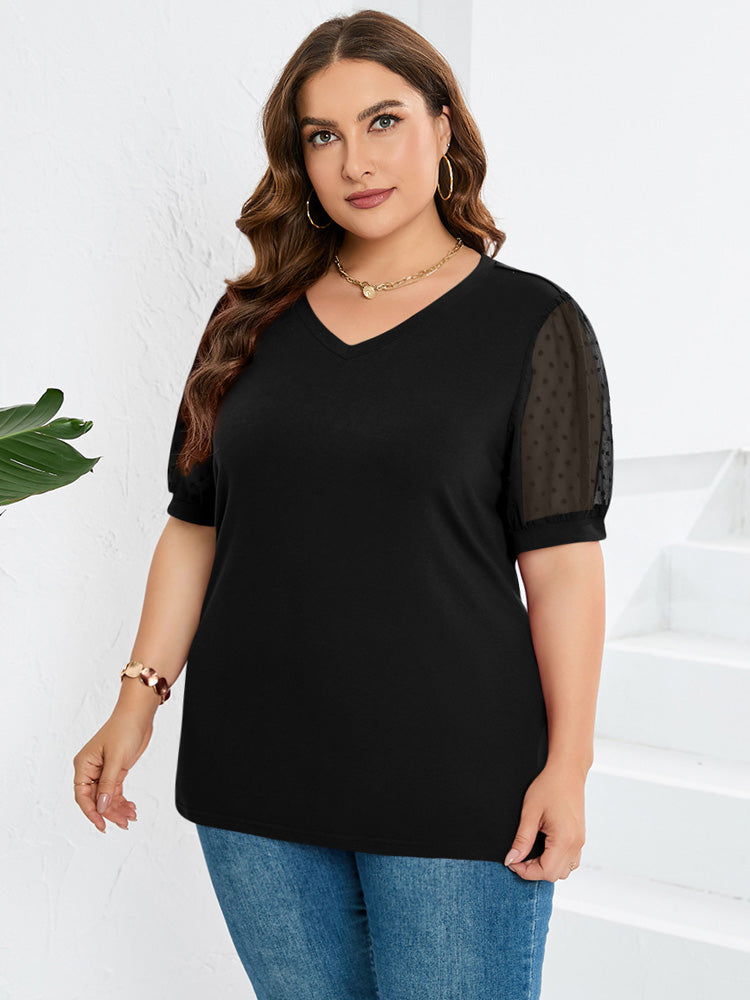 Isabella™ – Sheer Sleeve V-Neck Top